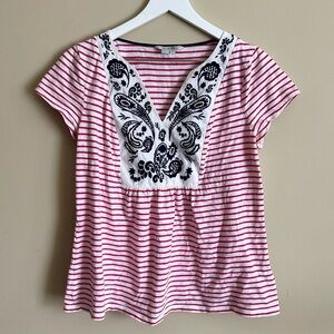 Boden Striped Embroidered Top